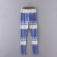 PHOTNO Casual Women Lady Skinny Geometric Print Stretchy Jegging Pants Slim Leggings N52