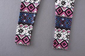 PHOTNO Casual Women Lady Skinny Geometric Print Stretchy Jegging Pants Slim Leggings N54
