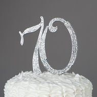 70 Cake Topper for 70th Birthday or Anniversary Rhinestone Number Party Supplies (Silver) N8