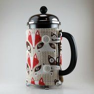 Fox Themed French Press Cozy, 8 cup Insulated Coffee Accessory, Cafetiere Cosy, Coffee Pot Wrap