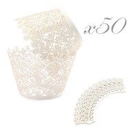 HUAL Cupcake Wrappers 50 Filigree Artistic Bake Cake Paper Cups Flowers Lace Laser Cut Liner Baking Cup Muffin... N16