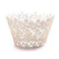 HUAL Cupcake Wrappers 50 Filigree Artistic Bake Cake Paper Cups Flowers Lace Laser Cut Liner Baking Cup Muffin... N17