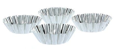 Lot of 4 Mini Flan Pan 2" Tart Molds Stainless Round