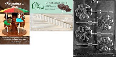 Cybrtrayd P002 Shamrock Lolly Chocolate Candy Mold with Exclusive Cybrtrayd Copyrighted Chocolate Molding Instructions... N5