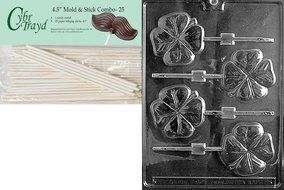 Cybrtrayd P002 Shamrock Lolly Chocolate Candy Mold with Exclusive Cybrtrayd Copyrighted Chocolate Molding Instructions... N6