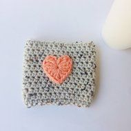Coffee Cozy Oatmeal with Coral Heart Applique N3