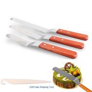 Offset Icing Spatula Set with Wood Handle - Angled Flexible Blade - Professional Cake Decorating Tool 6&quot;,8&quot;&amp;10... N9