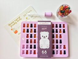 2 Pack (136 Bears) Gummy Bear Candy Mold - 68 Cavities - Bonus Dropper &amp; Recipe Card - Food Grade, 100% BPA Free... N6