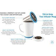 casaWare Tilt and Drip Tea Infuser Ceramic Mug, 14-Ounce (Matcha Green) N27