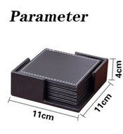 XICHEN&reg; Leather Coasters - Upscale With Coaster Holder Square -6 Piece Set With Holder (Brown) N11