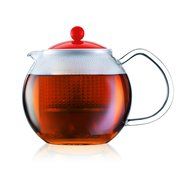 Bodum Assam Tea Press Glass Handle Plastic Lid 0.5 Litres 17oz Red N7
