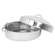 Oval Domed Covered Roaster Includes a Stainless Steel Rack with Sturdy Handles, Silver Polished Finish (18"x12") N2