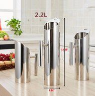 Stainless Steel Water Pitcher with Ice Guard, Straight Pot Frozen/Unboiled Water/Juice/Beer/Coffee Bottles Water... N6