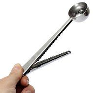 Pinovk Stainless Premium Steel Ground Coffee Measuring Scoop Spoon With Bag Seal Clip (Silver ) N3