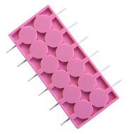 Mujaing 12-Capacity Round Silicone Lollipop Baking Hard Candy Molds N3