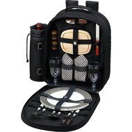 Picnic at Ascot - Deluxe Equipped 2 Person Picnic Backpack with Cooler &amp; Insulated Wine Holder - Trellis Blue N11