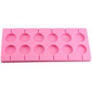 Mujaing 12-Capacity Round Silicone Lollipop Baking Hard Candy Molds N5