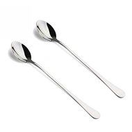 EXIU 2PCS Stainless Steel Cocktail Coffee Latte Ice Cream Soup Tea Long Spoons N3