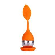 Orange Silicone Loose Leaf Tea Infuser Strainer Filter With Drip Tray N8