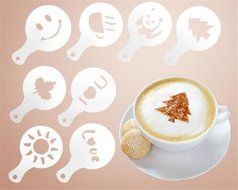 Coffee Latte Art Stencils DIY Decorating Cake Cappuccino FoamTool 15 PCS (S, White) N3