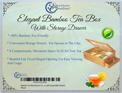 Tea Box Organizer Natural Bamboo Elegant Tea Chest With 8 Storage Compartments and Slide Out Drawer For All Tea... N5