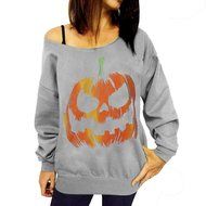 Pullover Tops,Morecome Women Halloween Pumpkin Print Long Sleeve Sweatshirt N15