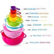 Eco BPA Free 8 Piece in Large Plastic Dishwasher Safe Mixing Nesting Bowls Set N7