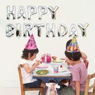 Vktech&reg; Aluminum foil membrane Happy birthday Silver/Gold set party balloons party (Silver) N2