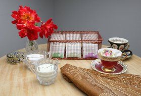 Copper Wire Tazo Tea Box Sampler - Tazo Tea, Tea Chest, Tea Storage, Kitchen Organizer, 33 Tazo Teabags in 11...