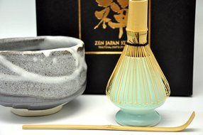 Japanese Mino Yaki ware Matcha Bowl And Tea Ceremony Set Green Tea 11.5 / 11.5 / 8cm (4.5 / 4.5 / 3.1inch)[7397] N6
