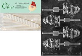 Cybrtrayd 00045St25-C100 Santa with Package Pop Christmas Chocolate/Candy Mold with 25 4.5-Inch Lollipop Sticks