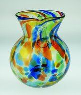 Mexican Glass Margarita or Juice Pitcher, Bola, Confetti Swirl N2