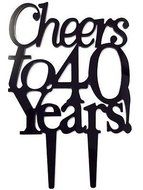 Cheers to 40 Happy Birthday Acrylic Cake Topper Available in many colors (Glittery Silver) N2