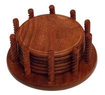 Crafts'man Beautiful Handmade Retro Wood Coaster Set. N4
