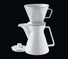 Cilio Premium Vienna Akantus White Porcelain 1l Coffee Pot &amp; 4 Cup Filter Holder N3