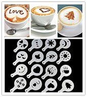 Efanr 16PCS/Set Plastic Coffee Latte Garland Mould Printing Model Template Pad Duster Spray Cappuccino Fancy Coffee... N4