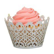Voberry 50pc New! Little Vine Lace Cut Cupcake Wrapper Liner Baking Cup Muffin (Blue) N5