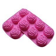 Silicone Mold for Handmade Soap, Cake, Jelly, Pudding, Chocolate, 6 Cavity Rose Design, Set of 2 N2
