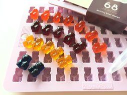 2 Pack (136 Bears) Gummy Bear Candy Mold - 68 Cavities - Bonus Dropper &amp; Recipe Card - Food Grade, 100% BPA Free... N9