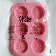 X-Haibei Round Mooncake Chocolate Lotion Bars Soap Making Supplies Silicone Mold 6-Cavity