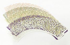 HUAL Cupcake Wrappers 50 Filigree Artistic Bake Cake Paper Cups Large leaves Lace Laser Cut Liner Baking Cup Muffin... N3