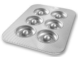 USA Pan Bakeware Aluminized Steel Donut Pan, 6-Well