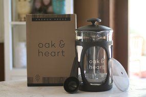 Oak &amp; heart French Press Espresso and Tea Maker with Glass Carafe, Stainless Steel Plunger, 27 oz. N9