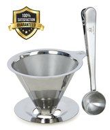 Pour Over Coffee Dripper with Coffee Scoop &amp; Bag Clip- Reusable &amp; Eco-friendly Single Serve Permanent Drip Coffee... N9