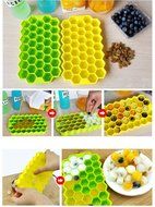 Blogger 37 Grid Bee Honeycomb Cake Mold Mould Soap Mold Silicone Flexible Candy Chocolate Soap Cookie Mold (Yellow)