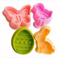 Y&amp;XL&amp;H 4pcs Easter Plunger Cookie Cutter Kitchen Cookie Stamp in Bunny Chick Egg Butterfly Shape