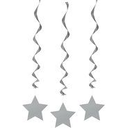 Hanging Star Decorations, 26&quot;, Light Blue, 3 Count N21