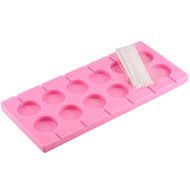 Mujaing 12-Capacity Round Silicone Lollipop Baking Hard Candy Molds N8