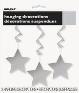 Hanging Star Decorations, 26&quot;, Light Blue, 3 Count N22