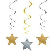 Hanging Star Decorations, 26&quot;, Light Blue, 3 Count N23